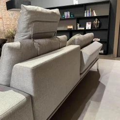 Sofa Spirit Stoff JAB Xantos 1 1362 093 Grau Gestell Platingrau Lackiert Metallfuß Chrom Mit Rückenverstellung Und Kissen