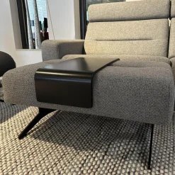 Sofa Stella Bezug Stoff Erica 596 Grey 12 Grau Gestell Metall Schwarz Inklusive Zwei Kopfstützen