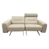 Sofa Stella 2-Sitzer Leder Paloma Fog Beige Armlehne S1 Breit Stahlkufe Schwarz Matt