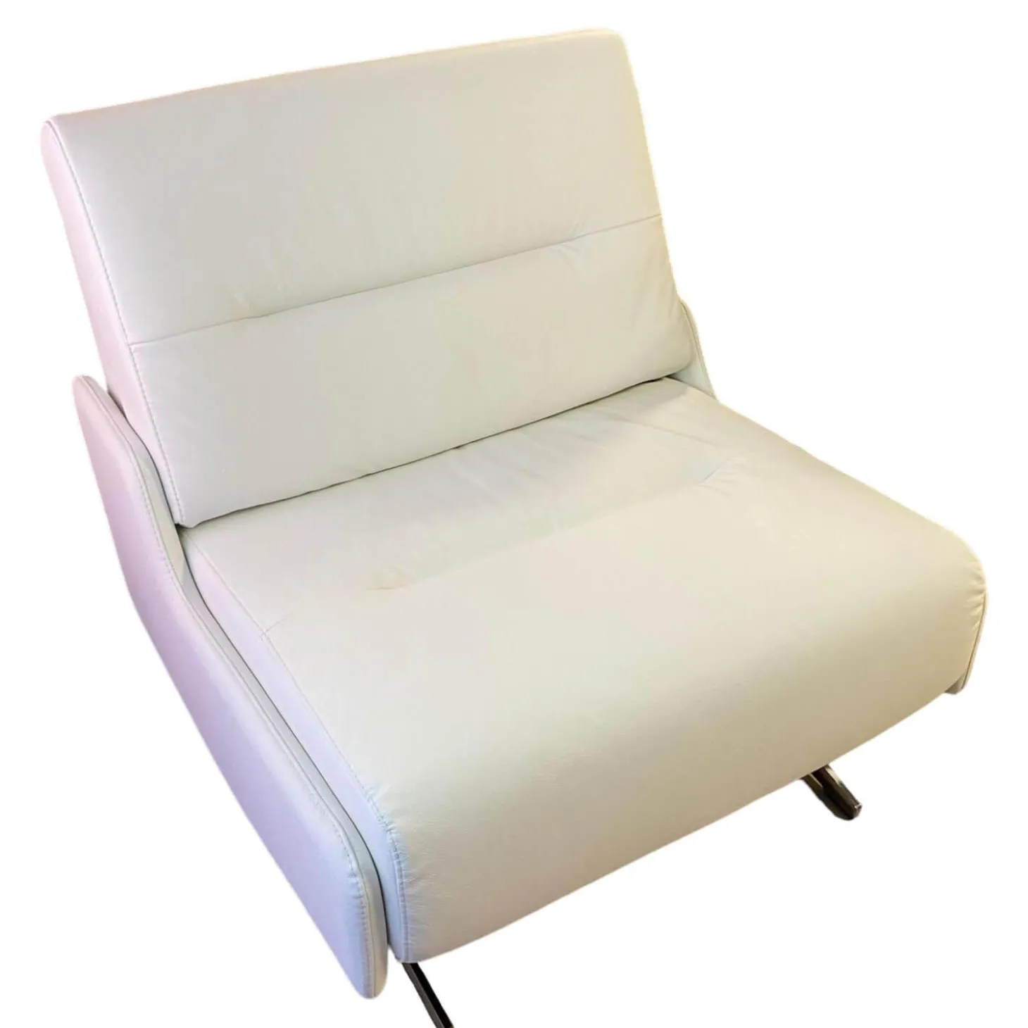 Sofa Stella 1-Sitzig Leder Batick Snow Fuß Chrom