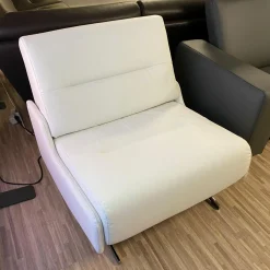 Sofa Stella 1-Sitzig Leder Batick Snow Fuß Chrom