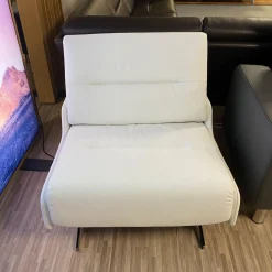 Sofa Stella 1-Sitzig Leder Batick Snow Fuß Chrom