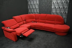 Sofa Stoff Nanova Terracotta Denise II mit Elektrischer Relaxfunktion und Drehecke