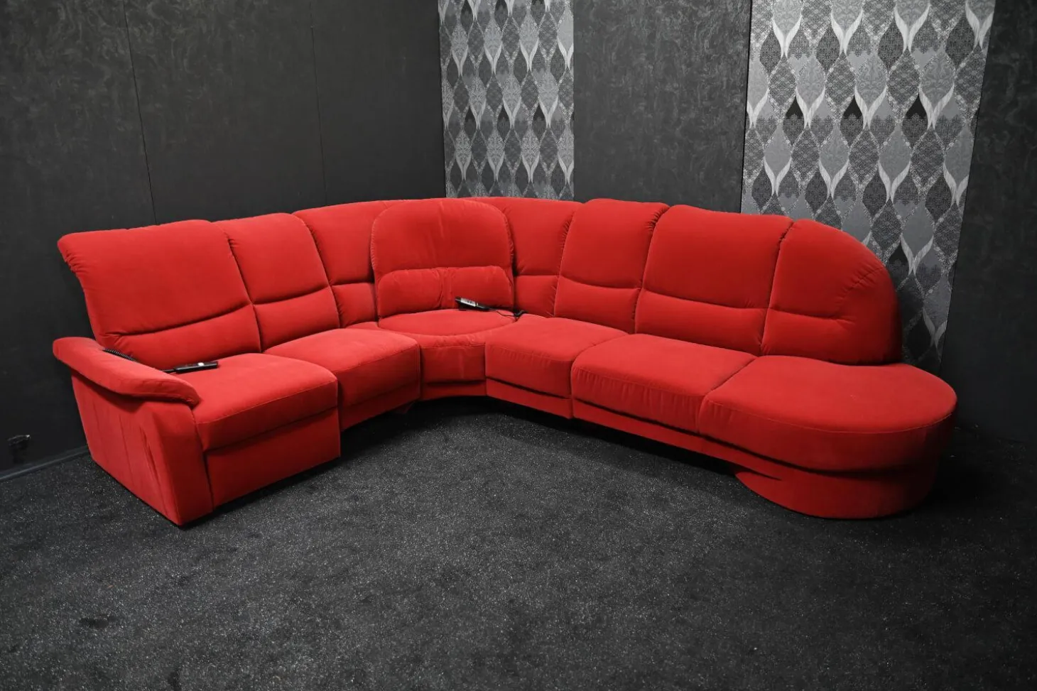 Sofa Stoff Nanova Terracotta Denise II mit Elektrischer Relaxfunktion und Drehecke