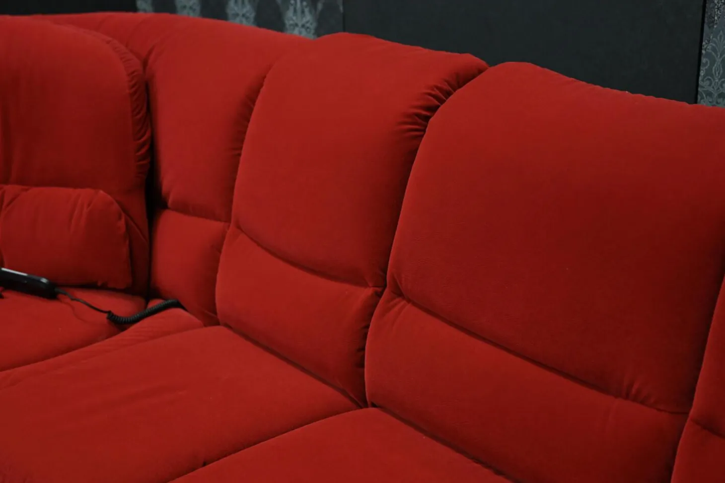 Sofa Stoff Nanova Terracotta Denise II mit Elektrischer Relaxfunktion und Drehecke