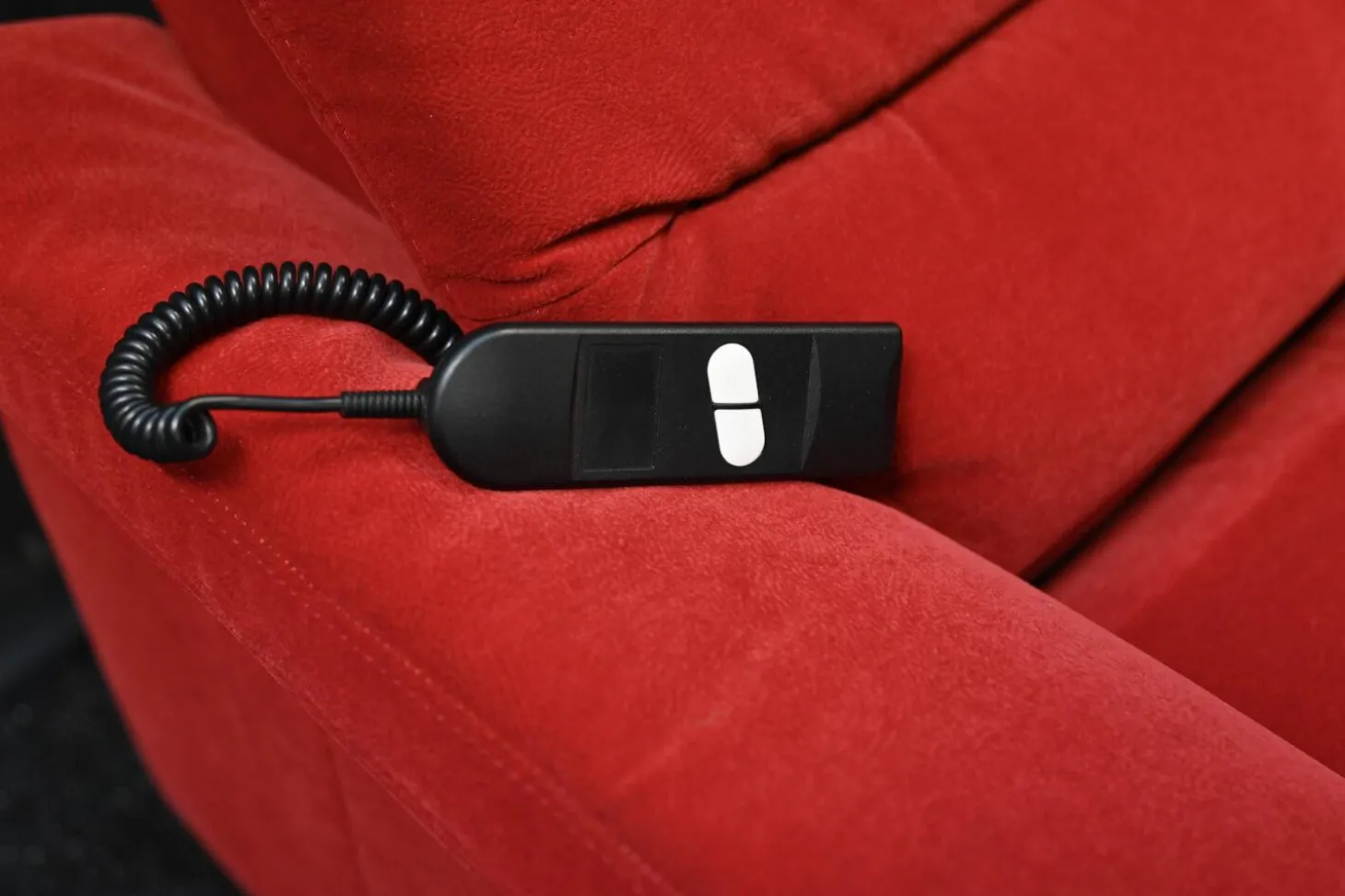 Sofa Stoff Nanova Terracotta Denise II mit Elektrischer Relaxfunktion und Drehecke