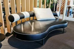 Sofa Supermax Leder Pelle N412 Schwarz Rückenlehne Schwarz Weiß Gestell Metall Brüniert