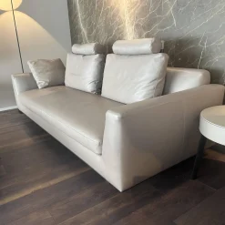 Sofa Tama Living Leder Elen Taupe 1406 Beige Gestell Eiche Geflammt Inklusive Kissen