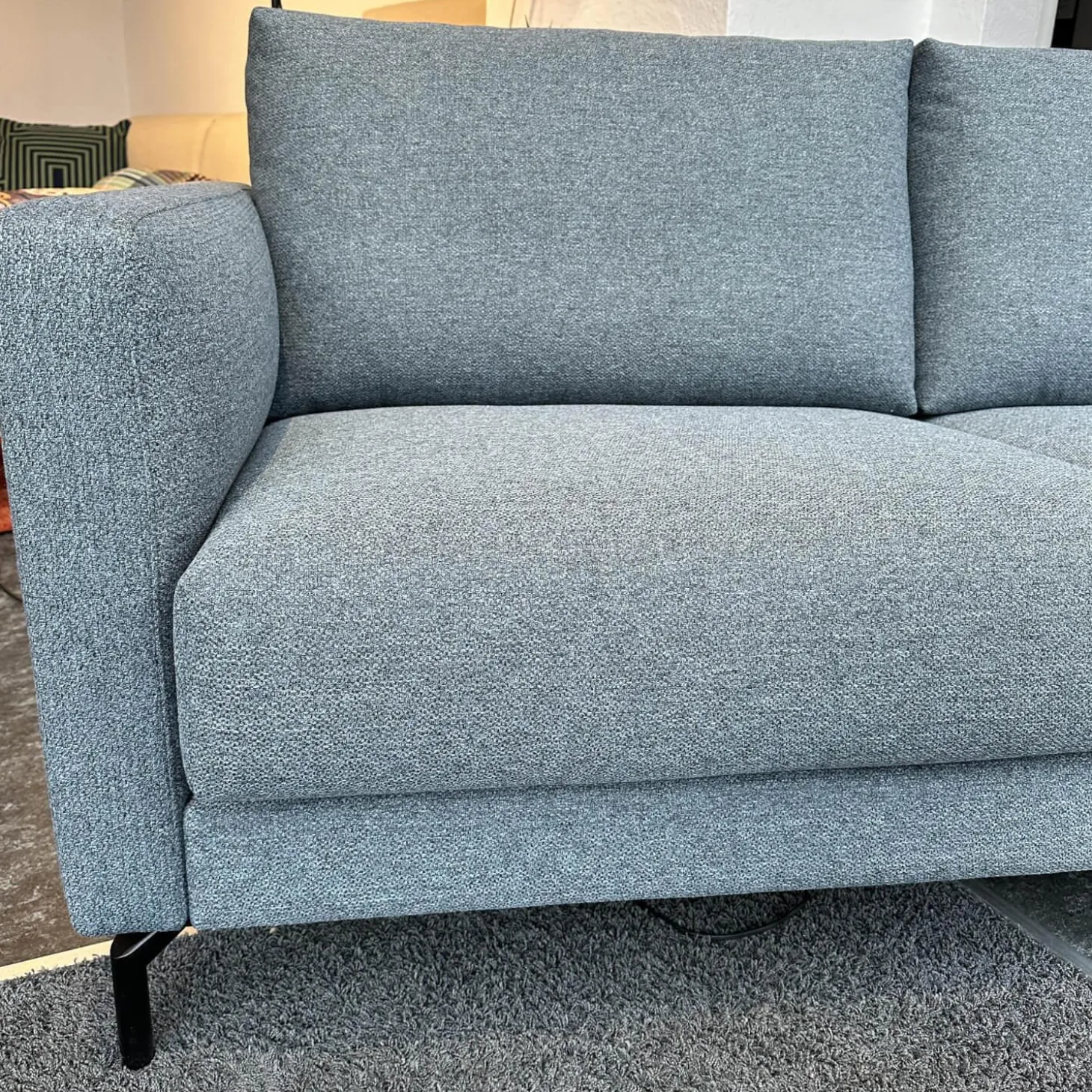 Sofa Tino Bezug Stoff Gavarni Blau Grau Mit Taschenfederkern