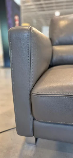 Sofa Tino Leder 80 Nachtgrau mit Kopfstütze und Fußteil