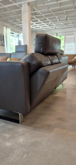 Sofa Tino Leder 80 Nachtgrau mit Kopfstütze und Fußteil