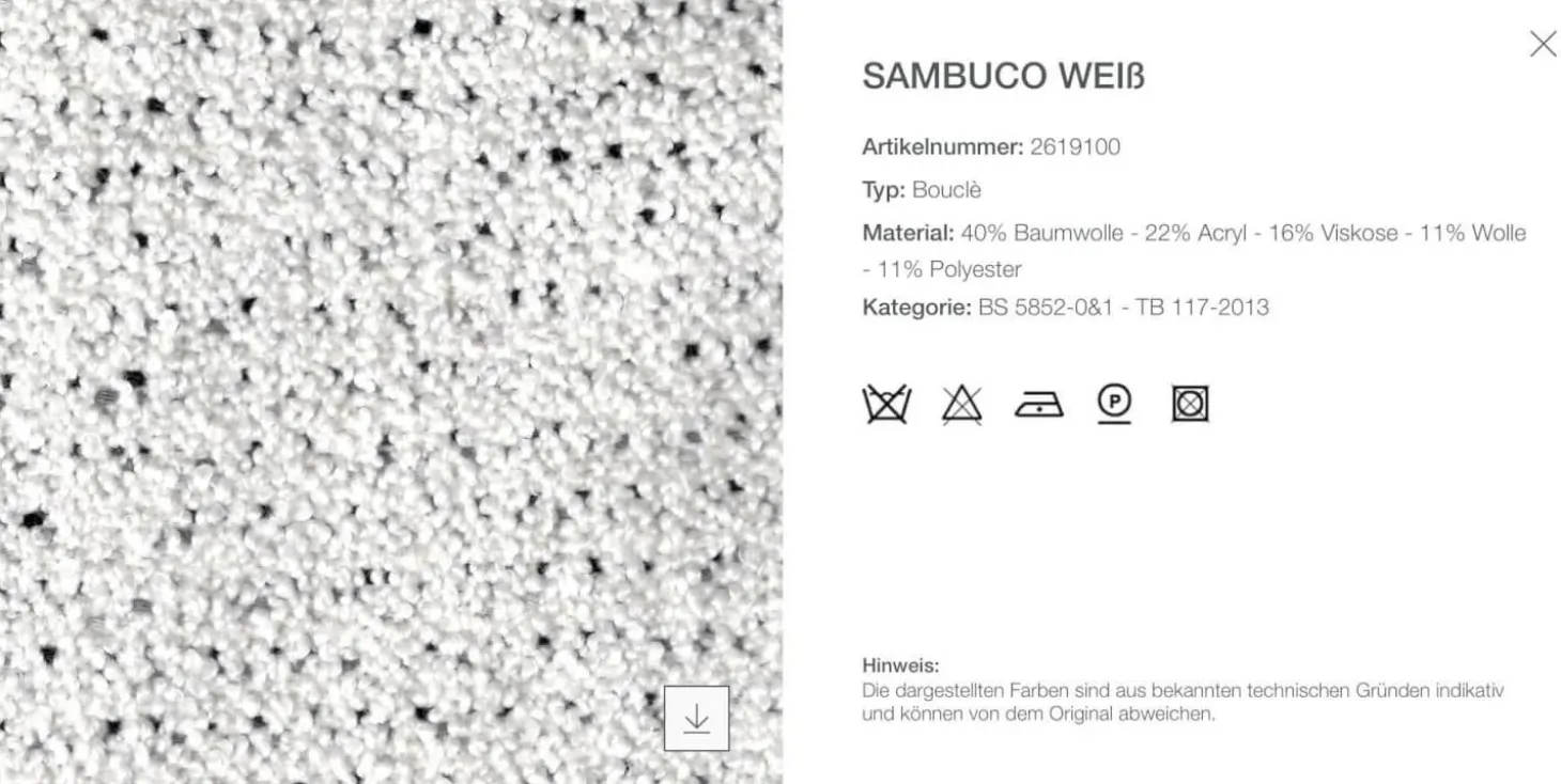 Sofa Tufty Time Stoff Bouclé Sambuco Weiß Innenrahmen Stahlrohre Füße Schwarz Mit Kissen