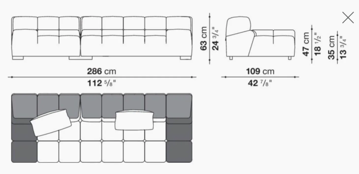 Sofa Tufty Time Stoff Bouclé Sambuco Weiß Innenrahmen Stahlrohre Füße Schwarz Mit Kissen