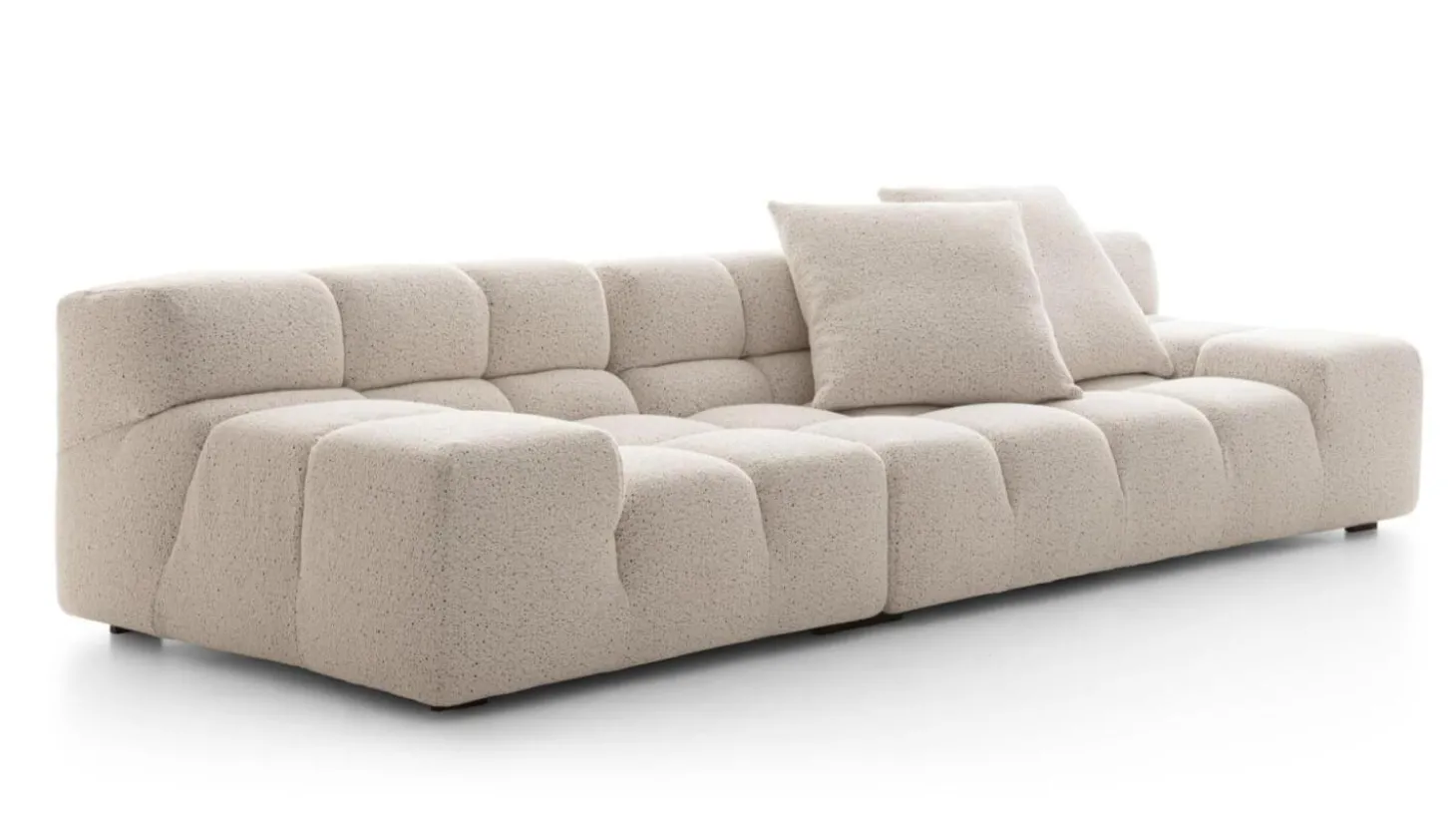 Sofa Tufty Time Stoff Bouclé Sambuco Weiß Innenrahmen Stahlrohre Füße Schwarz Mit Kissen