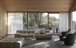 Sofa Tufty Time Stoff Bouclé Sambuco Weiß Innenrahmen Stahlrohre Füße Schwarz Mit Kissen