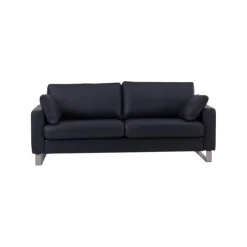 Sofa Variation 108 Leder L7060C Dunkelblau Füße Edelstahlkufen Silber Inklusive Kopfteilkissen
