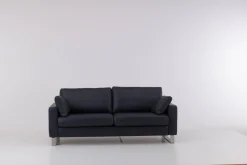 Sofa Variation 108 Leder L7060C Dunkelblau Füße Edelstahlkufen Silber Inklusive Kopfteilkissen