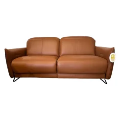 Sofa Vitis Leder Montana Cognac Braun Füße 01BL Black Schwarz Mit Ausklappbarer Fußablage