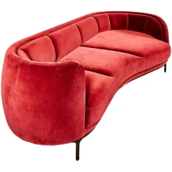 Sofa Vuelta Lounge Bezug Stoff Velvet Bordeaux Rot Füße Bronze