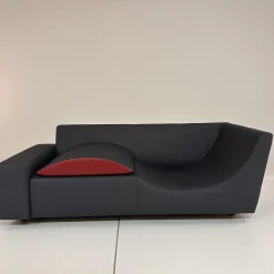 Sofa Wave Bezug Stoff U2952G Grau Schwarz Einlegekissen Leder L9999B Rot Füße Buche Schwarz