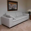 Sofa Wega Large Leder Omega Weiß mit Kissen