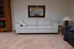 Sofa Wega Large Leder Omega Weiß mit Kissen