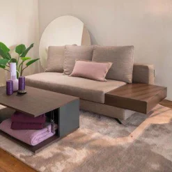 Sofa White Stoff Norton Beige Grau Top Rechts Kernleder Tabacco Braun