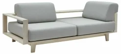 Sofa Wood Stoff Vision 457 Silbergrau Rahmen Esche Natur Lackiert