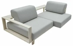 Sofa Wood Stoff Vision 457 Silbergrau Rahmen Esche Natur Lackiert