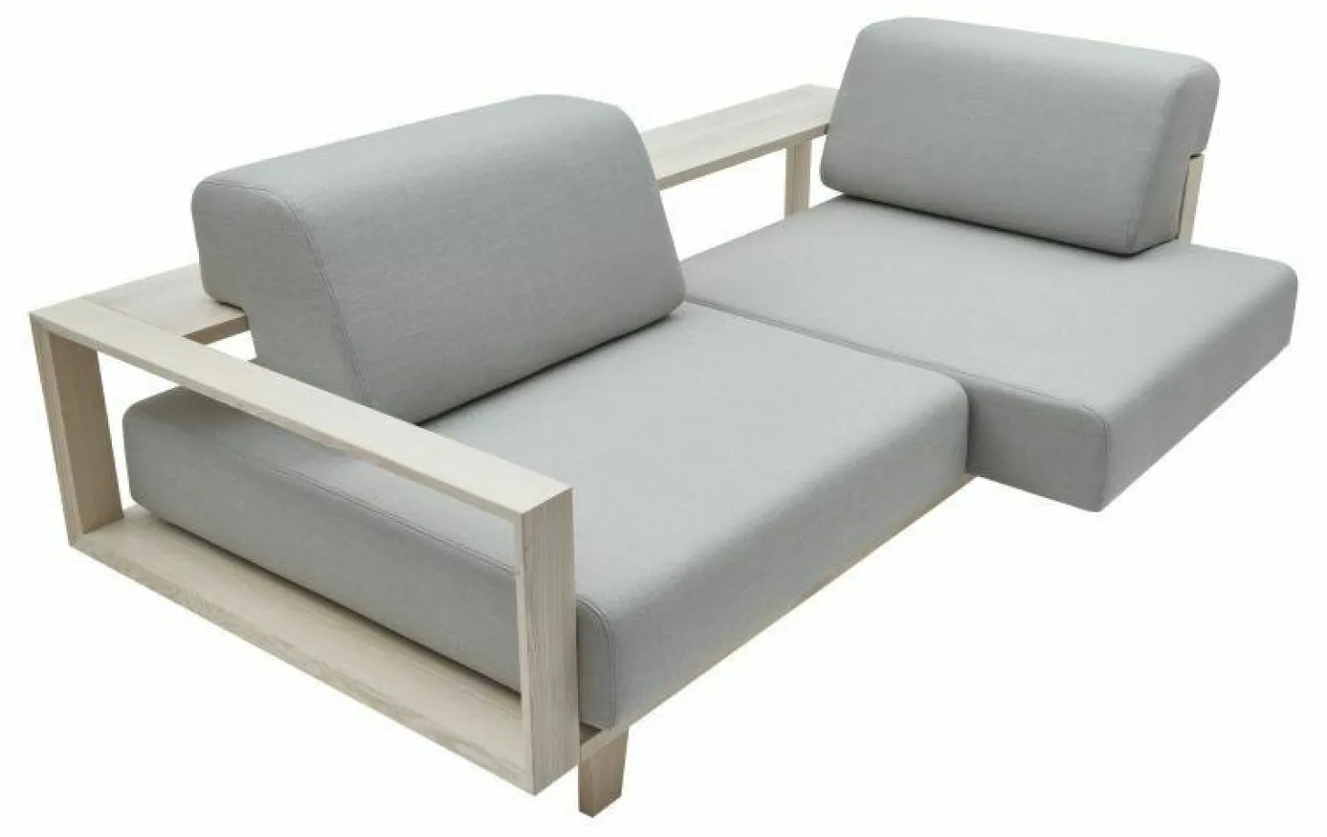 Sofa Wood Stoff Vision 457 Silbergrau Rahmen Esche Natur Lackiert
