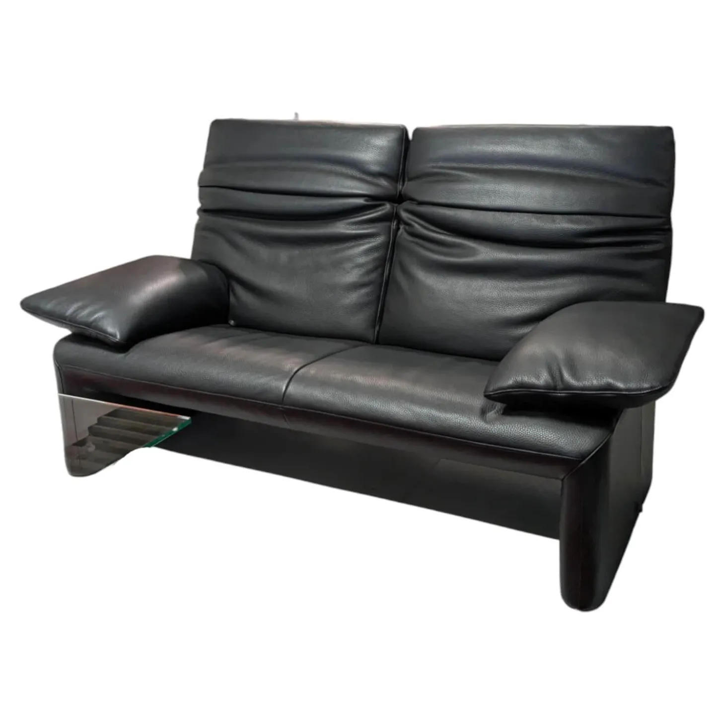 Sofa Zweisitzer Linea 185 Leder Fuerte Schwarz