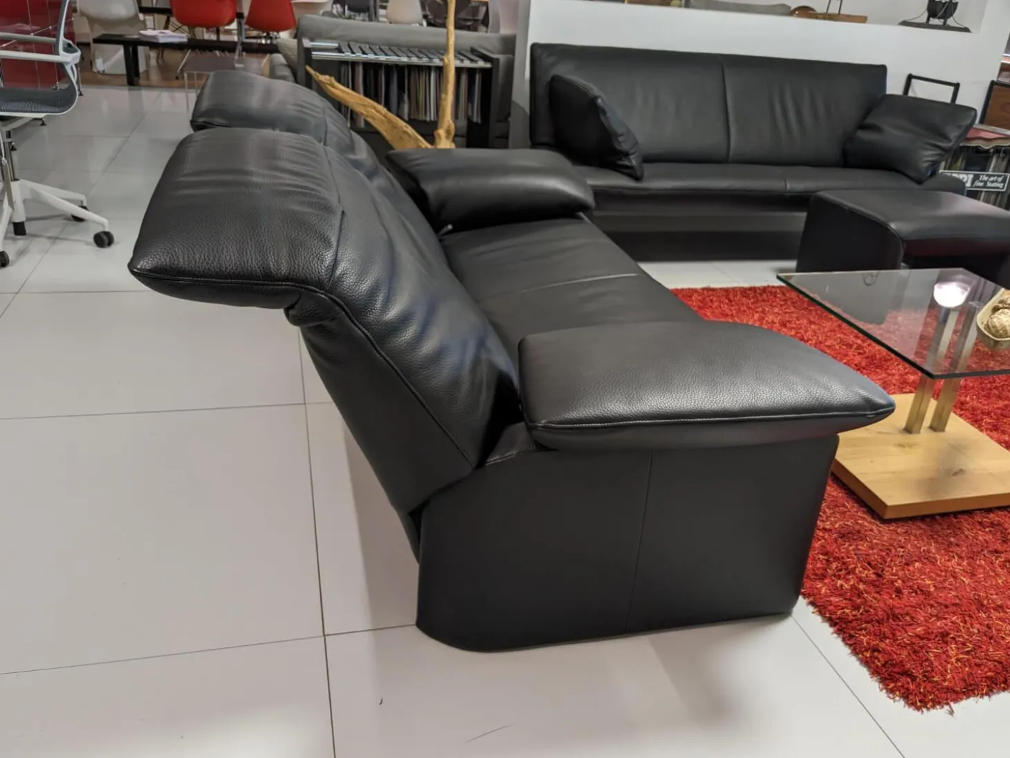 Sofa Zweisitzer Linea 185 Leder Fuerte Schwarz