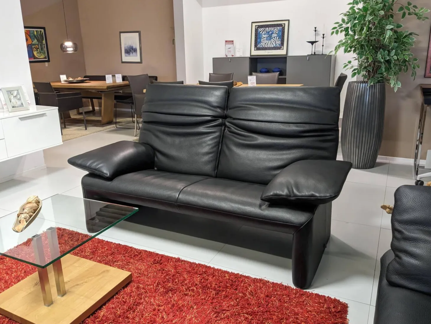 Sofa Zweisitzer Linea 185 Leder Fuerte Schwarz