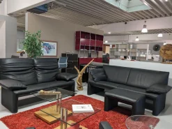 Sofa Zweisitzer Linea 185 Leder Fuerte Schwarz