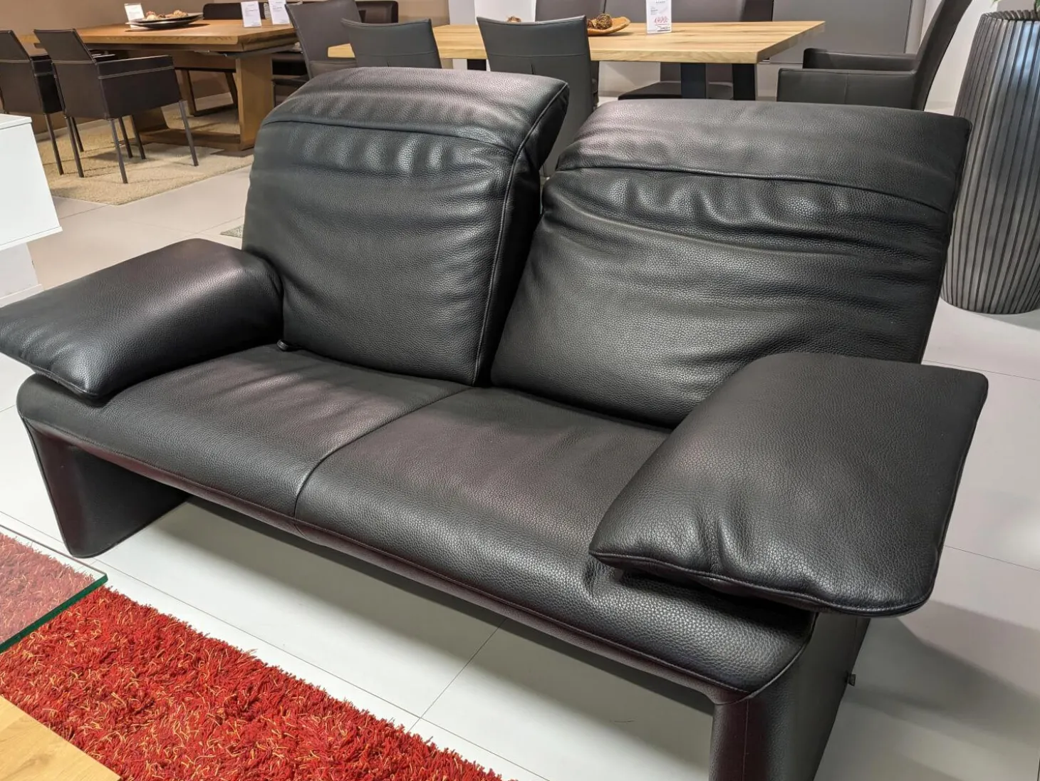 Sofa Zweisitzer Linea 185 Leder Fuerte Schwarz