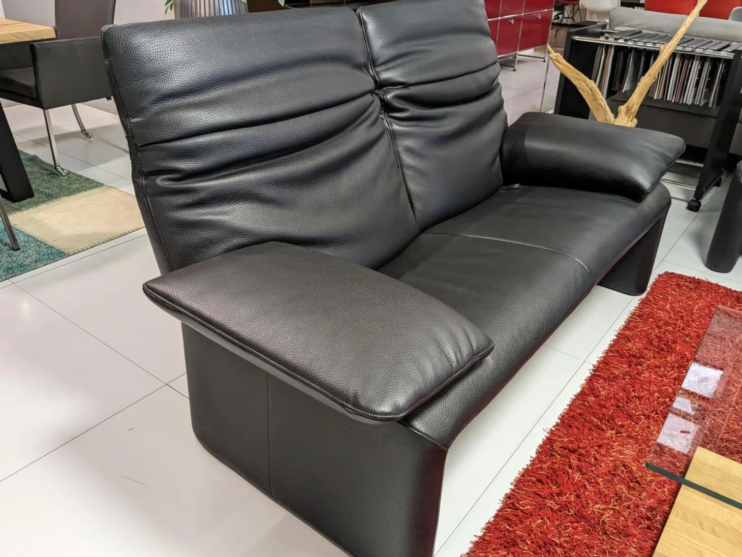 Sofa Zweisitzer Linea 185 Leder Fuerte Schwarz