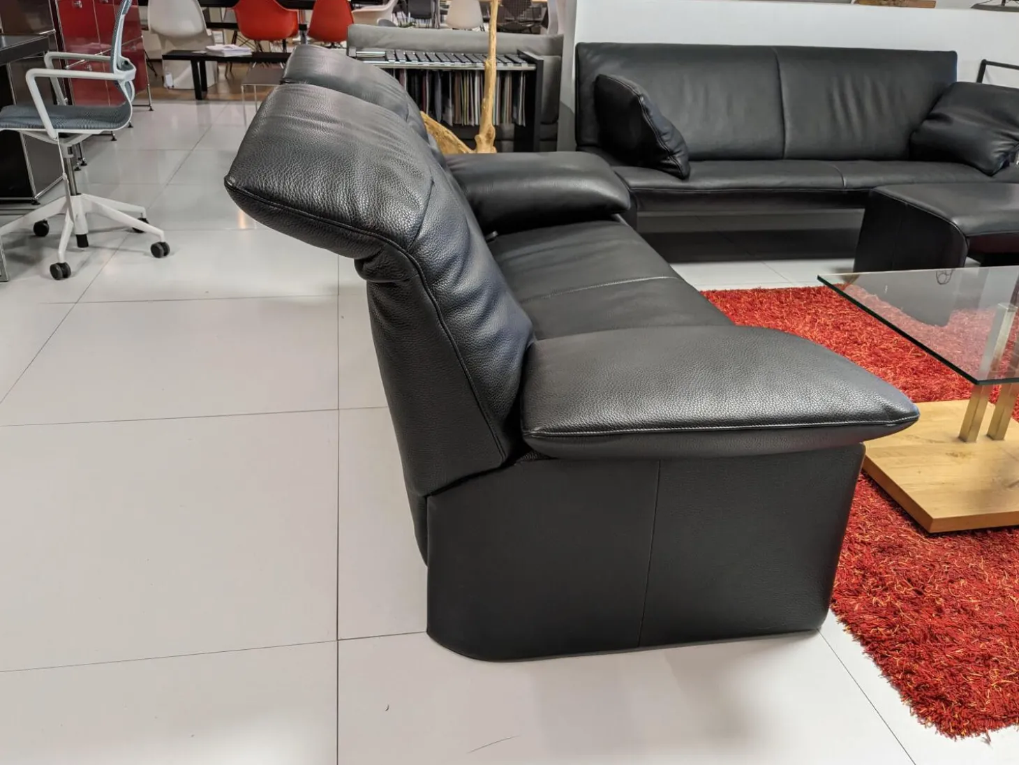 Sofa Zweisitzer Linea 185 Leder Fuerte Schwarz