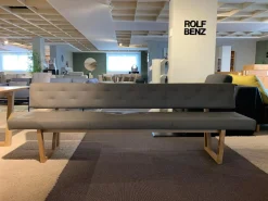 Sofabank 624 Leder 36.405 Quarzgrau Gestell H98 Eiche