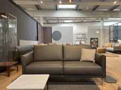 Sofabank Cara Bezug Leder 38.107 Mittel Anthrazitgrau Metallspange Glanzchrom