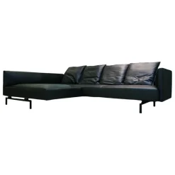 Sofaecke Muud C21 Leder Ascot Black Schwarz Kufen Matt Pulverbeschichtet Schwarz