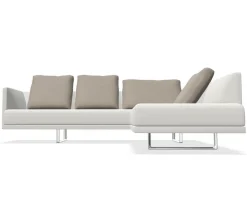 Sofaecke Prime Time Version B Stoff Bora Wool Kufen Aluminium Hochglanz mit Schwenkfunktion