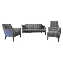 Sofagarnitur Coco Bezug Jab 9 2241 091 Graubeige Füße Massivholz Lackiert Grau