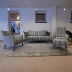 Sofagarnitur Coco Bezug Jab 9 2241 091 Graubeige Füße Massivholz Lackiert Grau