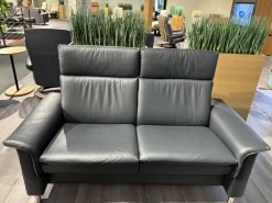 Sofagruppe Aurora Hoch Leder Paloma 094 Shadow Blue 31 Schwarz Blau Fuß 010 Stahl Poliertes Metall