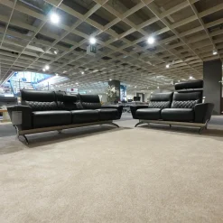 Sofagruppe Michelle Leder Cori 19 Schwarz Füße Aluminium Inklusive Kopfstütze