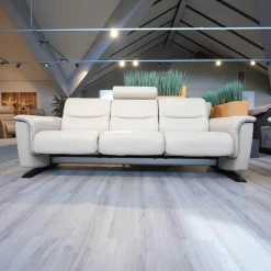 Sofagruppe Panorama Leder Cori Fog Grau Beige Holbogen Wenge Mit Balance Adapt Und Nackenkissen