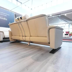 Sofagruppe Panorama Leder Cori Fog Grau Beige Holbogen Wenge Mit Balance Adapt Und Nackenkissen