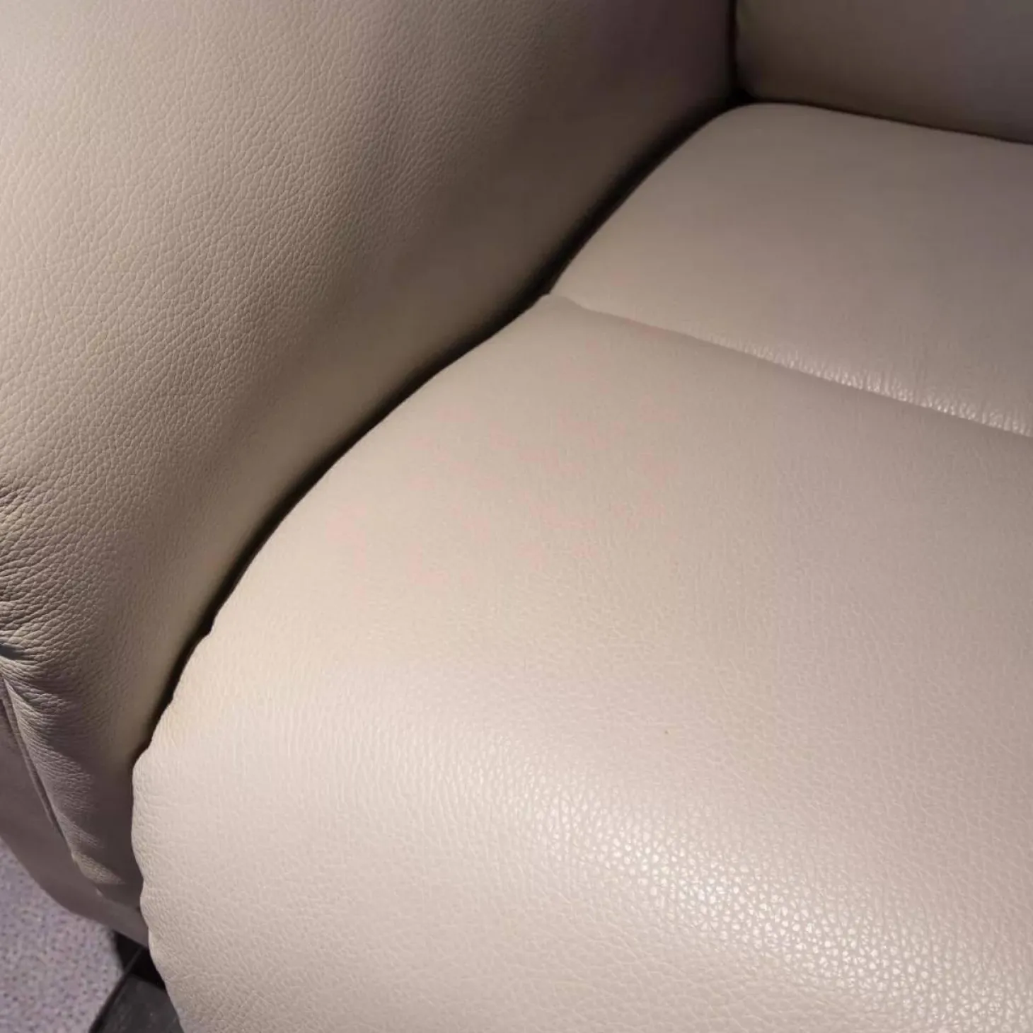 Sofagruppe Panorama Leder Cori Fog Grau Beige Holbogen Wenge Mit Balance Adapt Und Nackenkissen