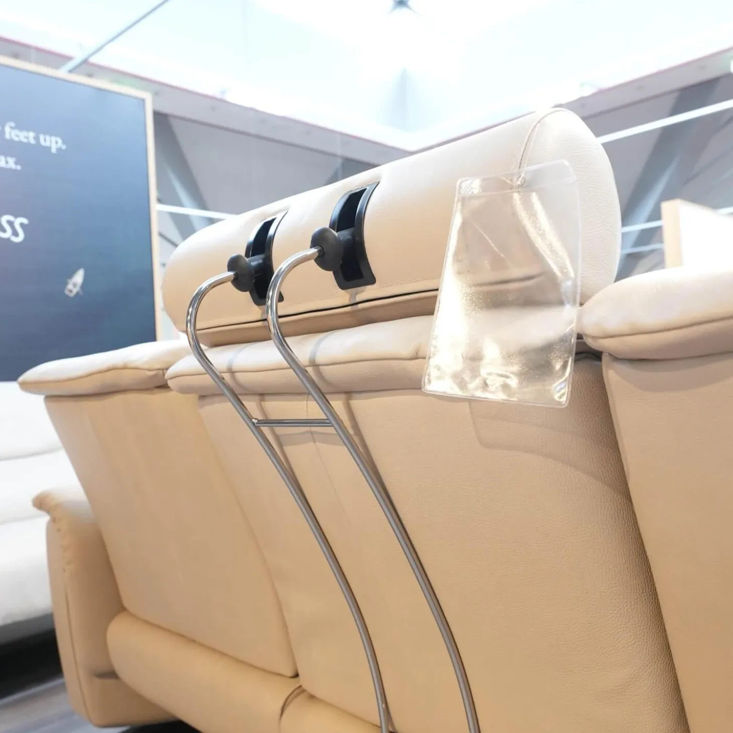 Sofagruppe Panorama Leder Cori Fog Grau Beige Holbogen Wenge Mit Balance Adapt Und Nackenkissen