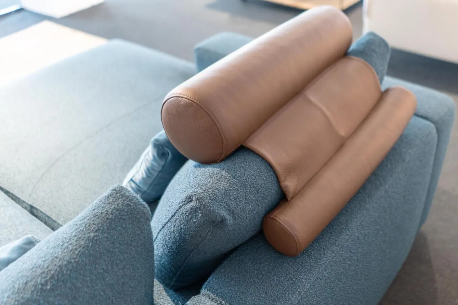 Sofakombination Marlo Stoff Juna Petrolblau U1523J Blau Fuß Schwarz Mit Rückenkissen 903